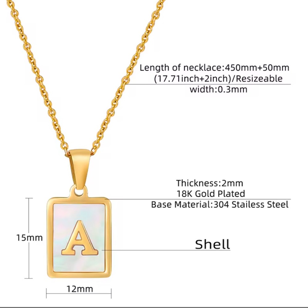 Elegant Stainless Steel 18K Gold Plated Initial Letter Pendant Necklace - Picture 4 of 4